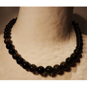 collier en obsidienne perle boule 8mm