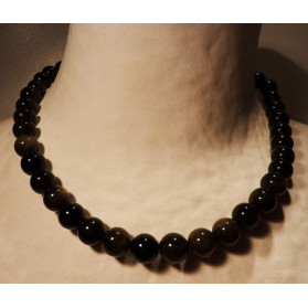 collier en obsidienne argentée