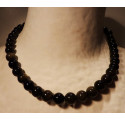 collier en obsidienne argentée