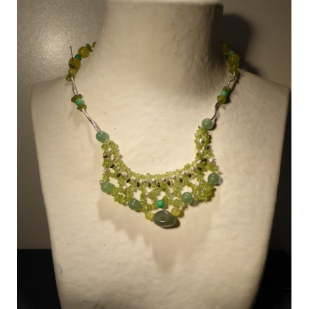 collier péridot et jade