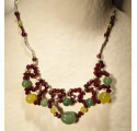 collier grenat, serpentine et aventurine