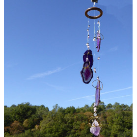 Suspension minérale avec 4 agates violette