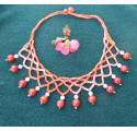 Collier Corail et Coton, Ras du Cou en pierres, Confortable LE SAULE REVEUR