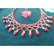 Collier Corail et Coton, Ras du Cou en pierres, Confortable LE SAULE REVEUR