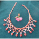 Collier Corail et Coton, Ras du Cou en pierres, Confortable LE SAULE REVEUR