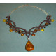 Gemstone Amber Tiger Eye Coton Choker, Tatting Necklace, Confortable, Creation LE SAULE REVEUR