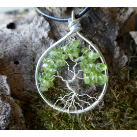 Arbre de Vie Peridot, pendentif en pierre verte Création LE SAULE REVEUR