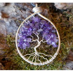 Arbre de Vie Amethyste, pendentif en pierre Violette Création LE SAULE REVEUR