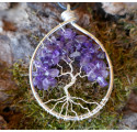 Arbre de Vie Amethyste, pendentif en pierre Violette Création LE SAULE REVEUR