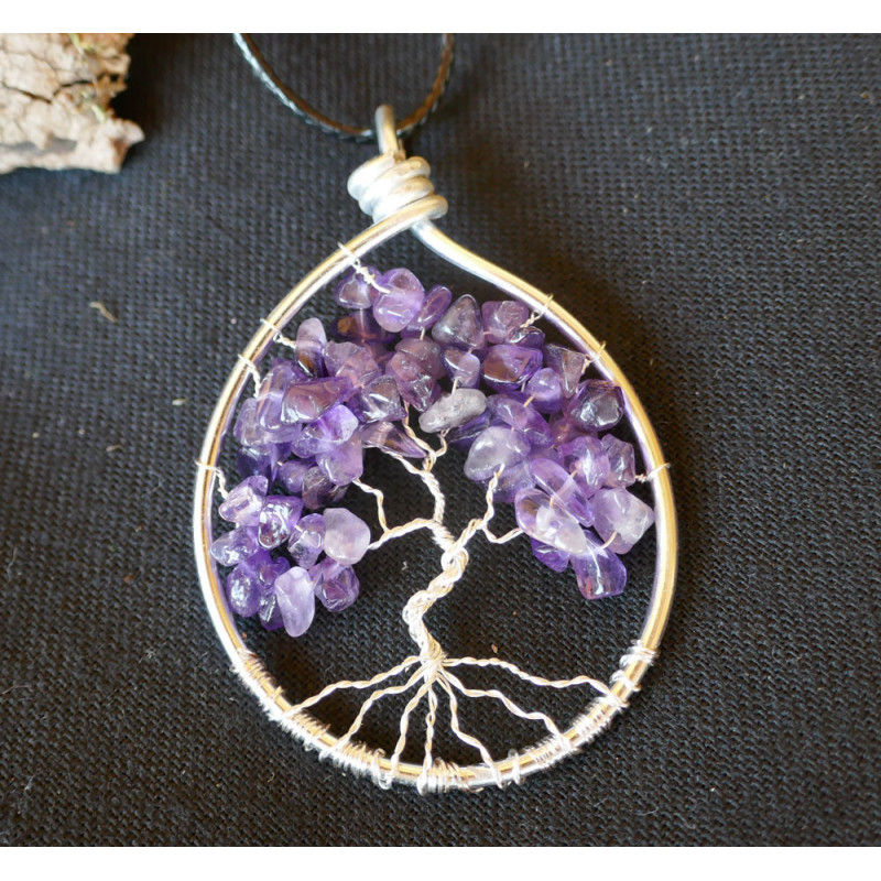 UTRUGAN Violet Arbre de Vie Chakras Grand Arbre de Vie Pendentif