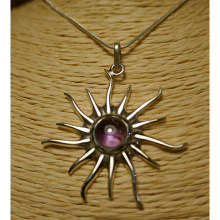 pendentif soleil améthyste