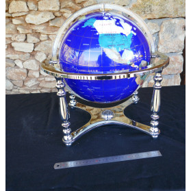 Globe terrestre 33 cm pieds chrome