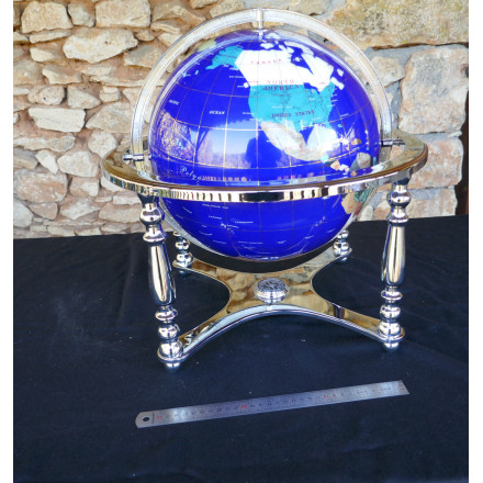 Globe terrestre 33 cm pieds chrome