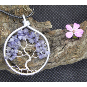 Arbre de Vie en Tanzanite, Pendentif en pierre bleue, Pierres précieuses, Chakra de la voix