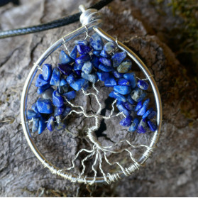 Lapis Lazuli Tree of Life Pendant, Blue gemstone Jewelry, Egyptian stone, Throat Chakra, Spiritual Gift