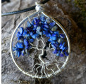 Lapis Lazuli Tree of Life Pendant, Blue gemstone Jewelry, Egyptian stone, Throat Chakra, Spiritual Gift