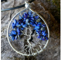 Arbre de Vie en Lapis Lazuli, Pendentif en pierre bleue, pierre des égyptiens,