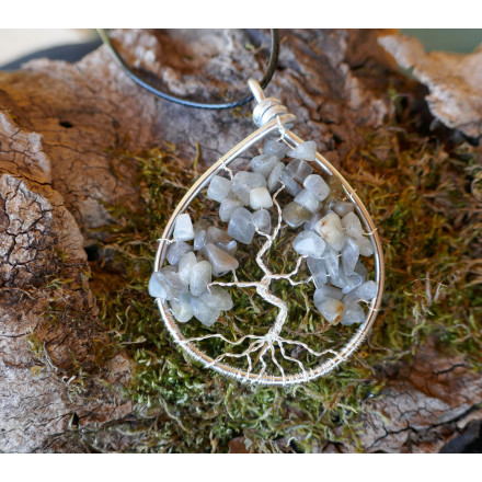 Pendentif Arbre de Vie en Labradorite, Pierre semi-précieuses, cadeaux pour infirimière, Création LE SAULE REVEUR