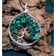 Malachite Tree of Life Pendant, Green Gemstone Jewelry, Heart Chakra, LE SAULE REVEUR Creation