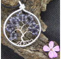 Iolite Tree of Life Pendant, Blue Stone Jewel, Voice Chakra, Creation LE SAULE REVEUR