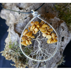 Arbre de vIe en Jaspe Jaune, Pendentif en Pierre Jaune, Chakra du plexus solaire, Creation LE SAULE REVEUR