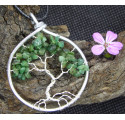 Arbre de Vie en Emeraude, Pendentif en Pierre Précieuse Verte, Creation LE SAULE REVEUR