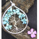 Arbre de Vie en Howlite Turquoise, Pendentif en pierre bleue, Creation LE SAULE REVEUR