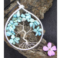 Arbre de Vie en Howlite Turquoise, Pendentif en pierre bleue, Creation LE SAULE REVEUR