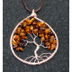 Arbre de Vie en Oeil de Tigre, Pendentif marron en pierre de protection, Creation LE SAULE REVEUR