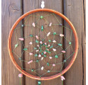 Zen Green Pink Gemstone Dreamcatcher, Malachite, Rhodonite, Creation LE SAULE REVEUR