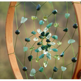 Green Gemstone Dreamcatcher , Cristal de Roche, Malachite, Peridot, Aventurine, Chrysoprase Création LE SAULE REVEUR