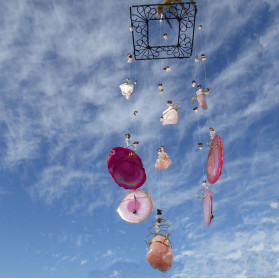 Pink Gemstone Agate Windchime Medium Size