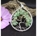 Green Aventurine Stone Tree of Life Pendant