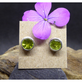 Peridot and Silver Stud Earings