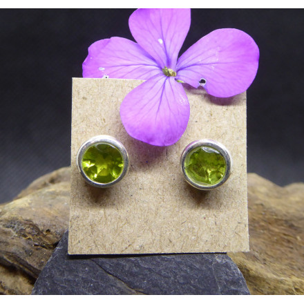 Peridot and Silver Stud Earings