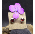 Garnet and Silver Stud Earings