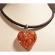 pendentif coeur en ambre avec inclusions