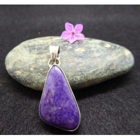 Pendentif Argent en Charoite en triangle