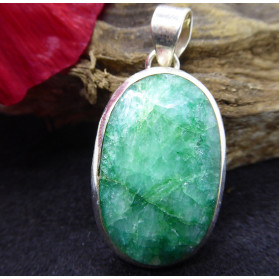 Green Emerald Silver Pendant