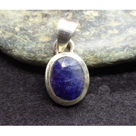 Blue Sapphire and Silver Pendant