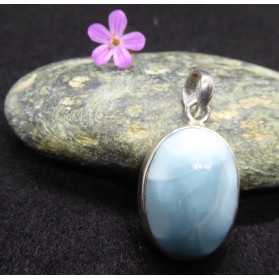 Oval Silver Larimar Pendant 22mm