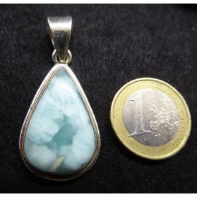 Pendentif Goutte en Larimar Argent 925 Grande Qualité