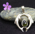 Dolpins Silver and Peridot Pendant