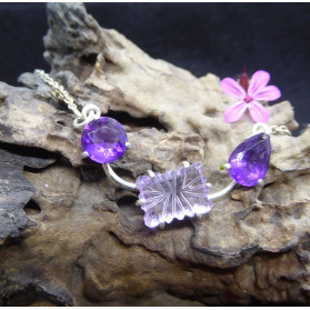Faceted Amethyst and Silver Necklace