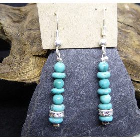 Boucles d'Oreilles en Turquoise et Strass