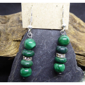 Malachite and Strass Pending Earings