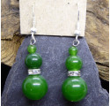 Boucles d'Oreille en Jade et Strass