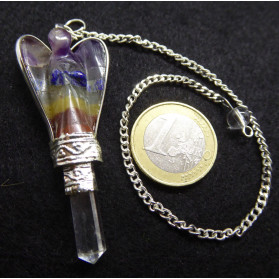 Pendule Ange Chakras et Pointe de Cristal de Roche