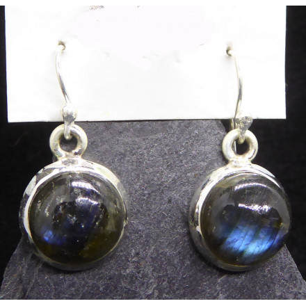 Boucles d'Oreille en Labradorite Rondes