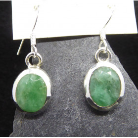 Faceted Emerald Silver Earings